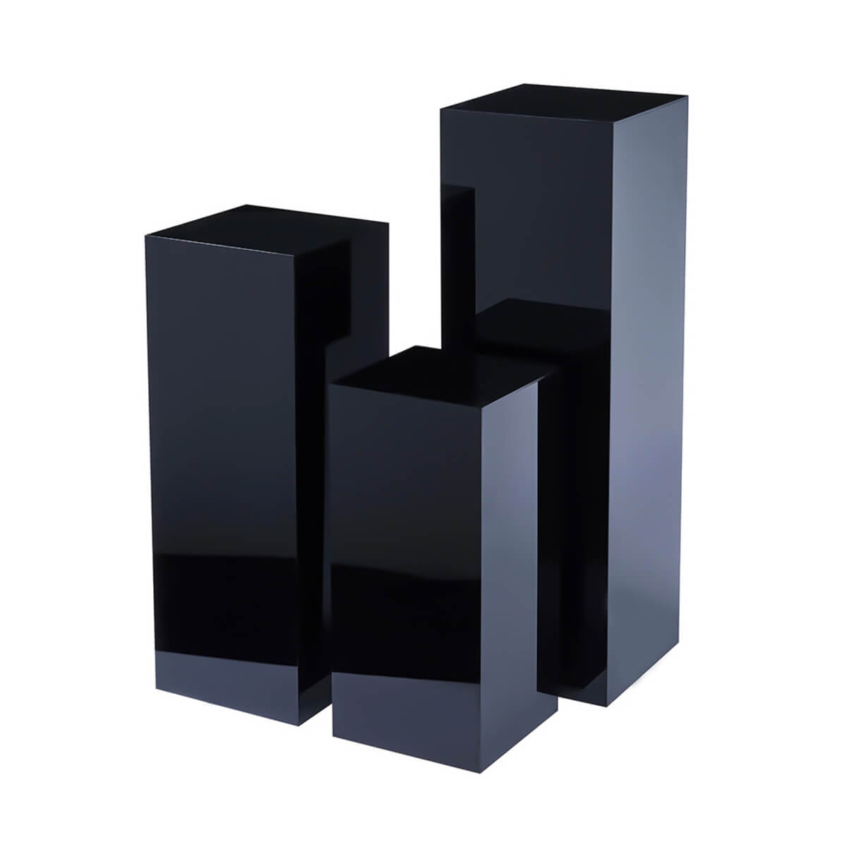 set of 3 black square plinths 