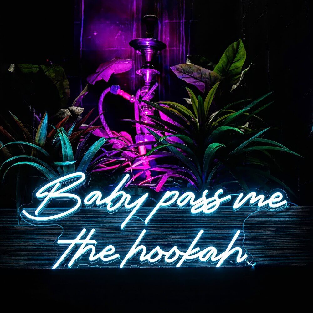 baby pass me the hookah neon sign in shisha bar