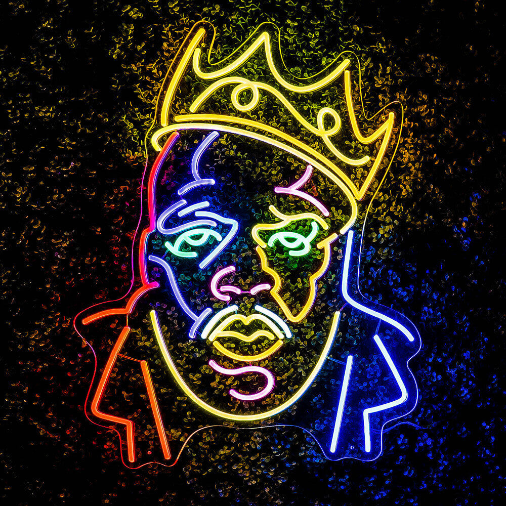 multi coloured biggie smalls neon sign