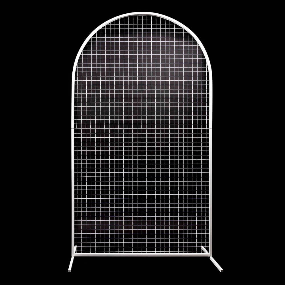 white arch mesh backdrop frame