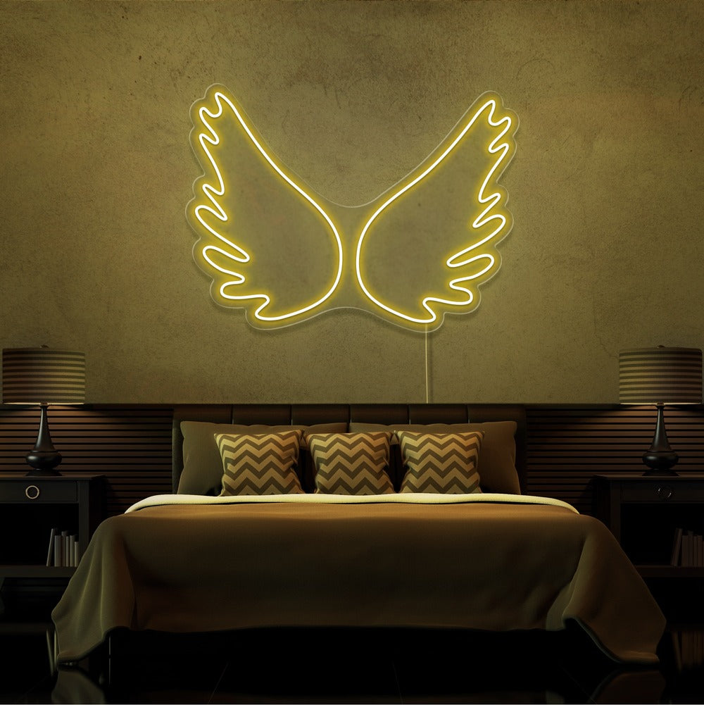 Bright 2024 White Angel LED Light Sign Wall Decoration